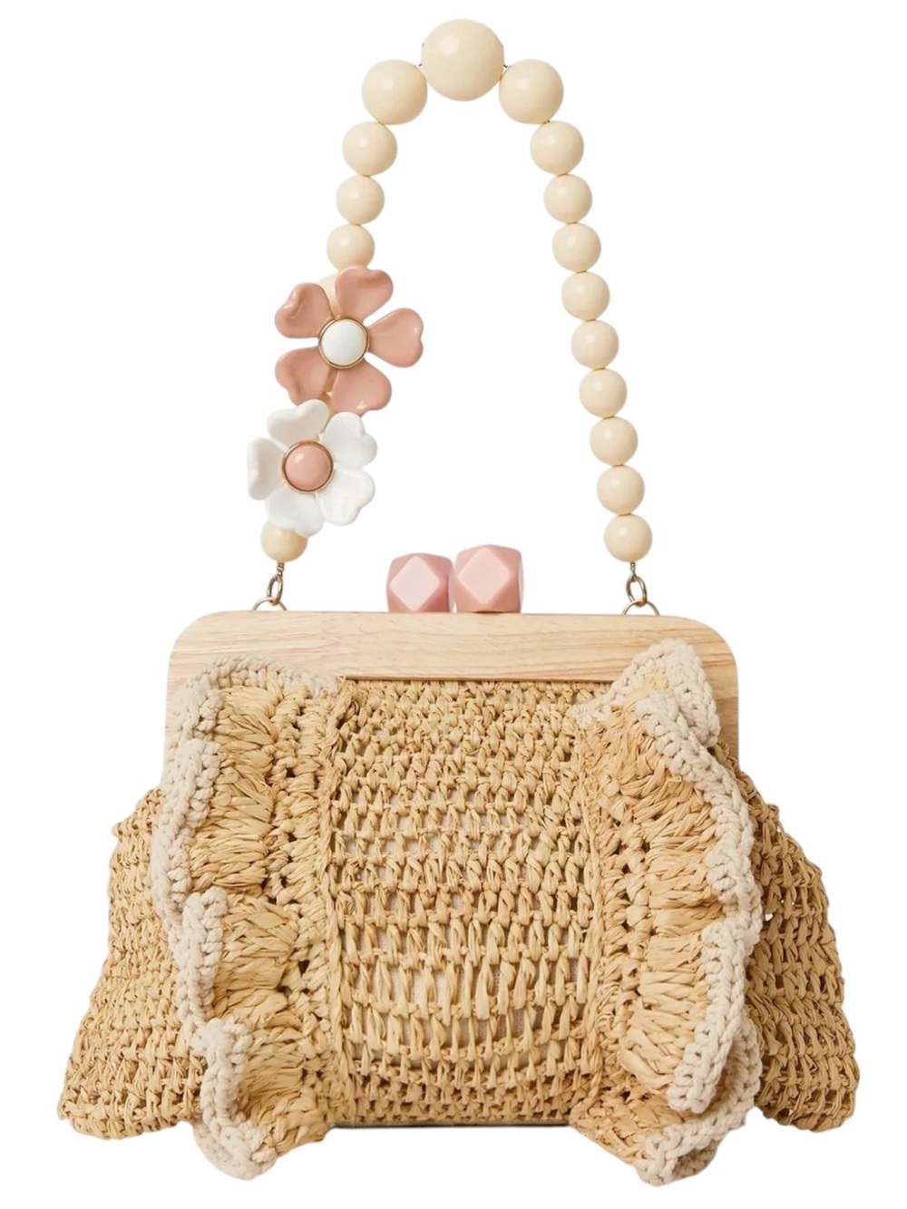 🆕{BTB LOS ANGELES} Braelyn Clutch In Natural Rose Crocheted Bag
